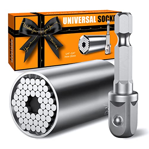 Super Universal Socket Tools Gifts for Men - Stocking Stuffers for Men Women Him Adults,Mens Christmas Gifts,Birthday Gifts for Husband Dad Father,Socket Set with Power Drill Adapter,Gift Wrapping