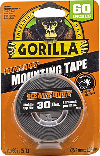 Gorilla 6055001 Heavy Duty Double Sided Mounting Tape, 1-Pack, Black