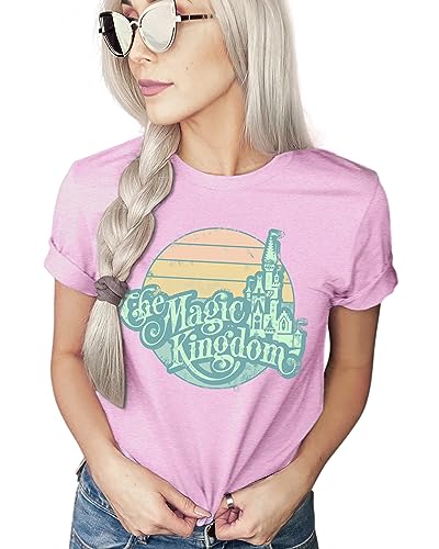 The Magic Kingdom T-Shirt | Cute Vacation Shirt for Disney | Unisex Sizing (Small, Heather Bubblegum)