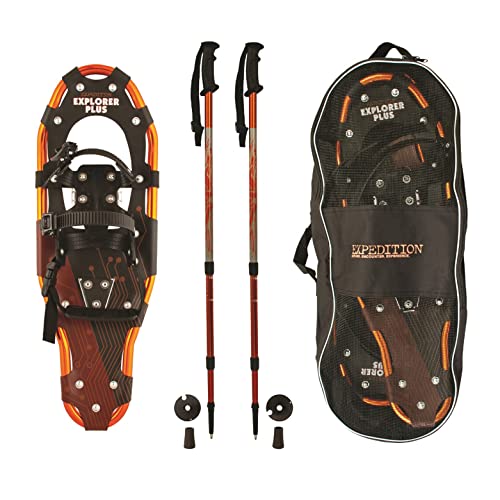 Lightweight Aluminum Frame Snowshoes with Dual Ratchet Bindings, Nylon Heel Strap, HDPE Decking, Includes Heavy Duty Carry Bag, Available in Adult and Kids Sizes