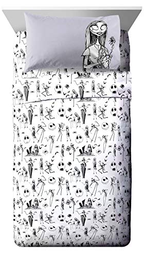 Jay Franco Disney Nightmare Before Christmas Gothic Romance Queen Sheet Set -4 Piece Set Super Soft and Cozy Kids Bedding Features Jack Skellington & Sally - Microfiber Sheets Official Disney Product