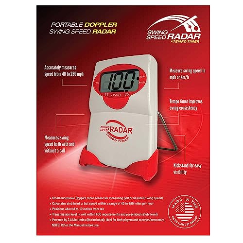 Swing Speed Radar with Tempo Timer - Ditch The Slices, Crush Your Drives: Achieve Tempo Mastery and Improve Distance, Accuracy, and Overall Game USA Made - Red