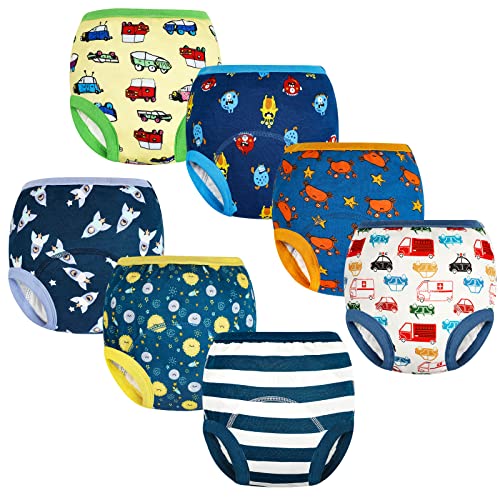 MooMoo Baby Potty Training Underwear for Boys 7 Packs Absorbent Toddler Training Pants 4T