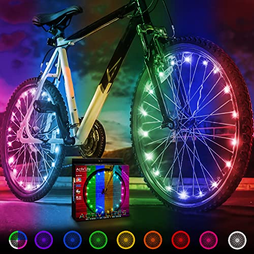 Activ Life Bike Lights, Color Changing, 2-Tire Pack LED Bicycle Christmas Lights for Wheels with Batteries Included, Bike Accessories for Kids, Beach Cruisers Cycling BMX Mountain Bike Accessories