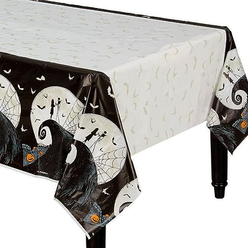 Amscan Disney Tim Burton's Nightmare Before Christmas Plastic Tablecover - 54'x96' (Pack of 1) - Spooky All-Over Print, Perfect for Themed Parties & Halloween Celebrations
