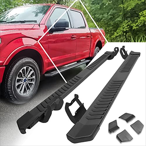 [Pair] 6 Inch Black Aluminum Running Boards/Side Steps/Nerf Bars Compatible with 15-22 Ford F150-F350 Super Crew Cab