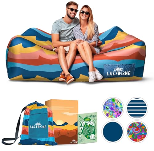 Chillbo Lazybone Inflatable Couch | Ultimate Inflatable Lounger for Maximum Chill | The Perfect Blow Up Couch for Music Festivals Or Inflatable Couch for Camping | Desert Daydream