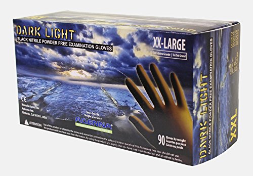 Adenna DLG679 Dark Light 9 mil Nitrile Powder Free Exam Gloves (Black, XX-Large) Box of 90