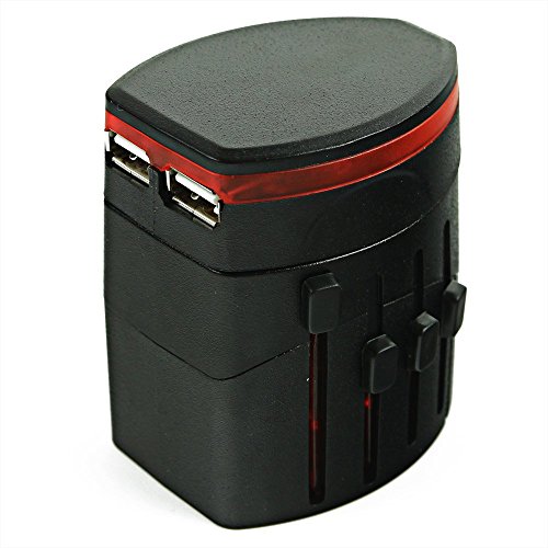 CRAZY AL'S CA608(1A) Worldwide Universal International Travel Adapter - All in One,Dual USB,Surge Protection,Compatible in 150 Countries,Suitable for Apple, Samsung, Sony, BlackBerry,etc. Black