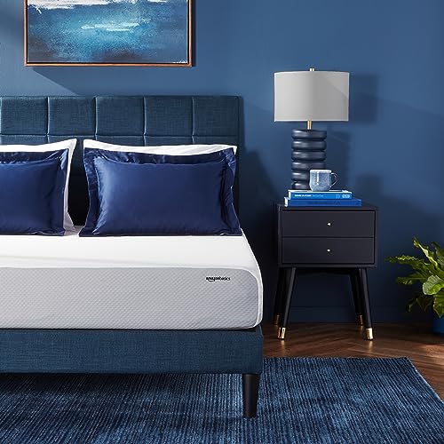 Amazon Basics 8 Inches Memory Foam Mattress - Soft Plush Feel, Queen, White/Grey