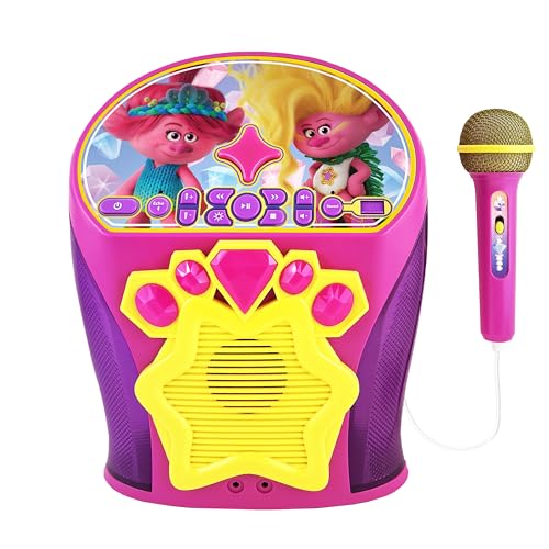 eKids Trolls Band Together Karaoke Machine, Bluetooth Speaker with Microphone for Kids, Speaker with USB Port to Play Music, Easily Access Trolls Music with New EZ Link Feature