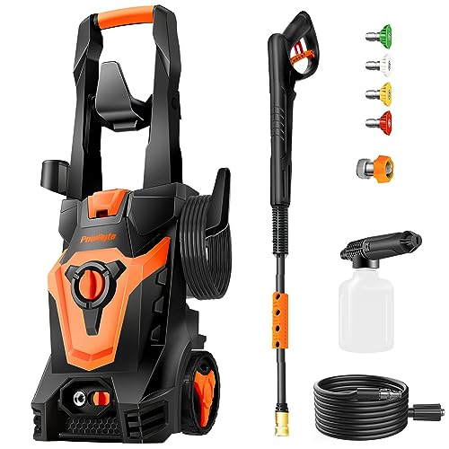PowRyte Electric Pressure Washer, Foam Cannon, 4 Different Pressure Tips, Power Washer, 3800 PSI 2.4 GPM