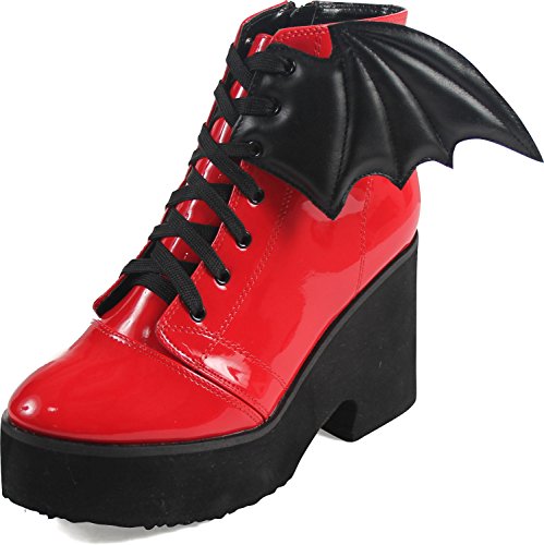 Iron Fist - Womens Bat Wing Patent Boot, Size: 6 B(M) US, Color: Red Patent