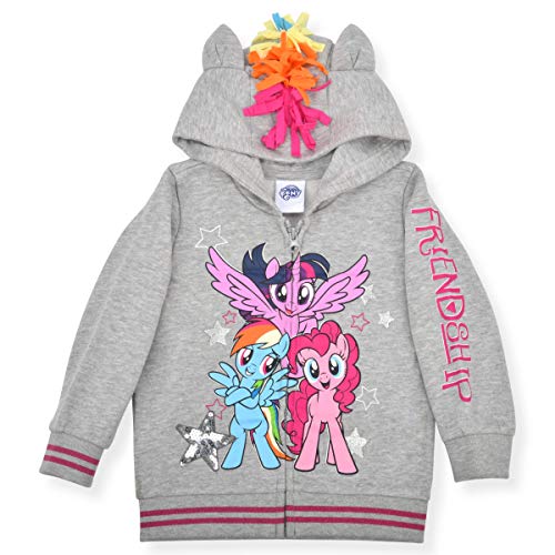Hasbro My Little Pony Girls Rainbow Dash, Twilight Sparkle and Pinkie Pie Zip Up Hoodie for Toddler and Little Kids