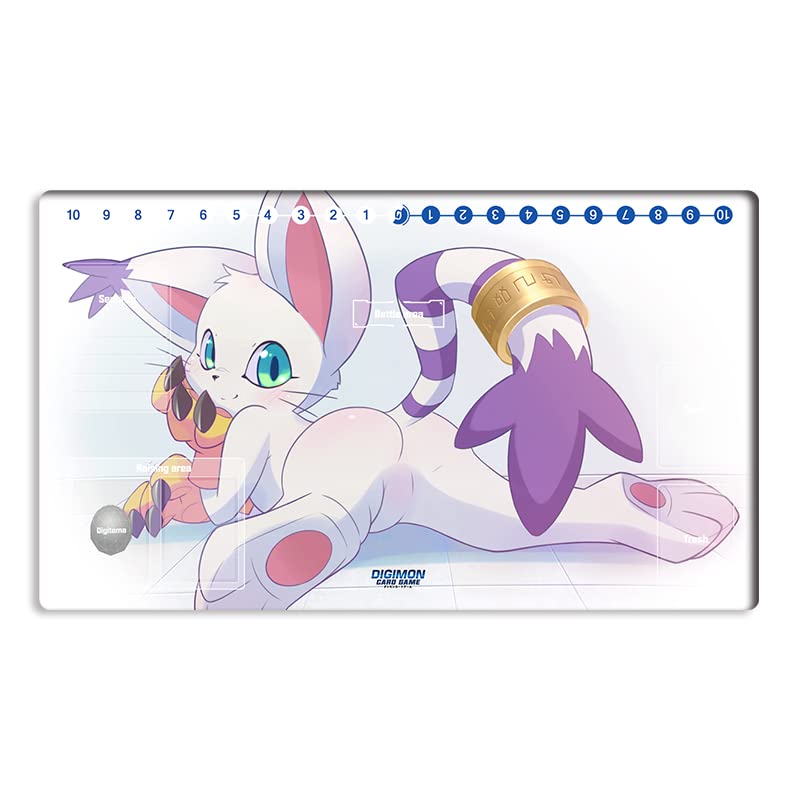 New Mlikemat Playmat Digimon DTCG Mat Tailmon TCG CCG OCG Trading Card Game Mat with Zones + Free Bag (ZD002-274-SM)