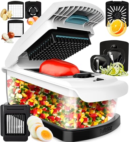 Fullstar Veggie Chopper - 9-in-1 Vegetable Chopper with Large 1.5L Catch Tray, Chopper Vegetable Cutter - Food Chopper, Onion Chopper, Kitchen Gadgets with Anti-Slip Bumper and Self Cleaning Feature