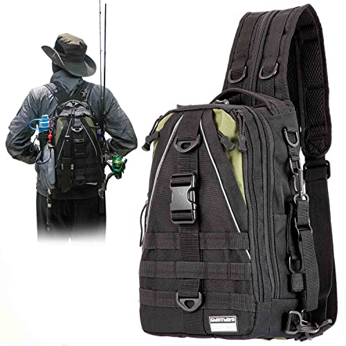 Ghosthorn Fishing Tackle Backpack Storage Bag - Outdoor Shoulder Backpack - Fishing Gear Bag Standard Black