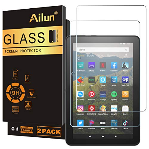 Ailun Screen Protector for Amazon Kindle Fire HD 8/8 Plus/Kids [8 inch] 2022&2020 Released - 0.33mm Tempered Glass, Ultra Clear, Anti-Scratch, Case Friendly