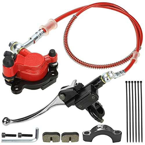YOXUFA Upgraded Mini Bike Hydraulic Disc Brake Caliper Assembly Kit for Baja Doodle Bug DB30 Blitz Dirt Bug Racer Coleman Predator 79cc 97cc 2.8hp Mini Bike Parts with 50inch Hose Tube Master Cylinder