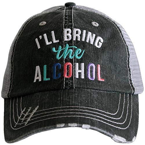 KATYDID I’ll Bring The Alcohol Baseball Cap - Trucker Hat for Women - Stylish Cute Ball Cap (Grey)