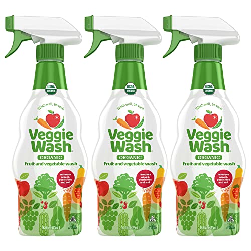 Veggie Wash Organic Fruit & Vegetable Wash, Certfied Organic Produce Wash and Cleaner, 16-Fluid Ounce, Pack of 3