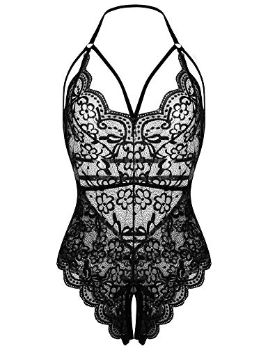 Teddy lingerie for women black lace bodysuit deals Santa Lingerie Set 2020 lenceria para mujer