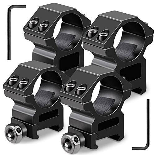 Modkin 1 Inch Scope Rings Set of 4, 2 Pieces High Profile Scope Mounts & 2 Pieces Medium Profile Scope Rings for Picatinny/Weaver Rail