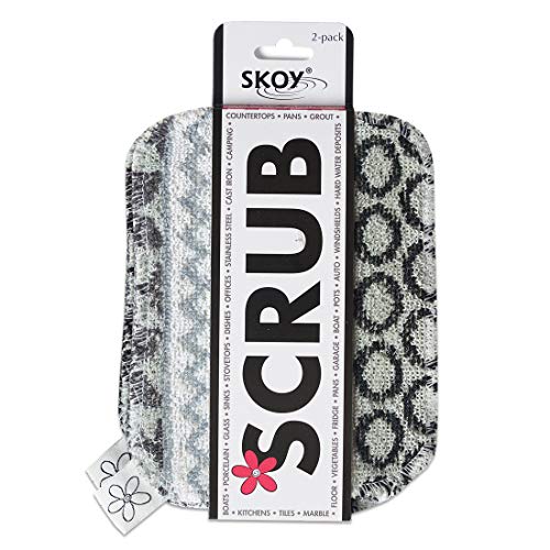 Skoy Scrub, 2-Pack , Non-Scratching, Reusable Scrub for Kitchen and Household Use, Environmentally-Friendly, Dishwasher Safe – Monochromatic Colors