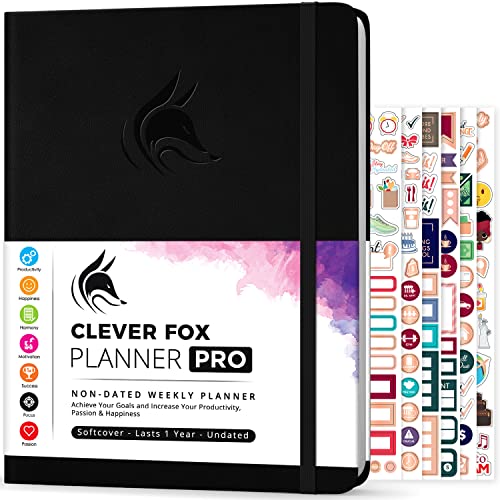 Clever Fox Planner PRO – Weekly & Monthly Life Planner to Increase Productivity, Time Management and Hit Your Goals, 8.5x11″ (Black)