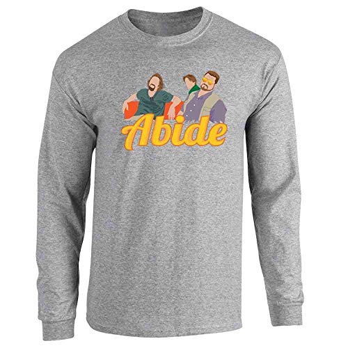Pop Threads The Dude Abides Minimalist Long Sleeve Tee T-Shirt Sport Grey L
