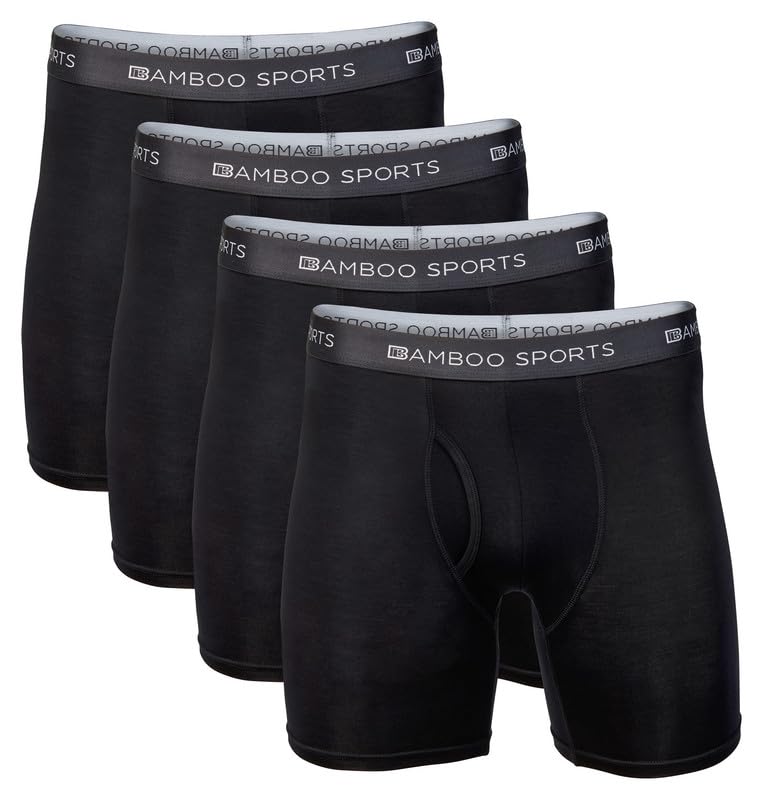Bamboo Sports Mens Bamboo Boxer Briefs Underwear - Soft & Comfortable Fit 4 inch inseam