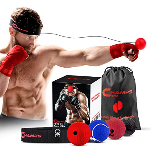 Boxing Reflex Ball Set of 4 – Boxing Training Balls with Headband for Training at Home to Improve Speed and Hand-Eye Coordination for Adults, Boxing Game for Your MMA Gear Punching Equipment for Kids