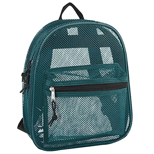 Mini Mesh Backpack for Women, Men, Beach Toys, Pool, and Swimming Gear; Mini Transparent Backpacks with Padded Straps (Green)