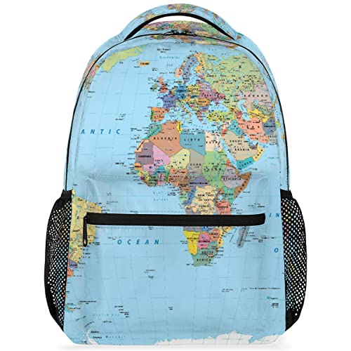 AUUXVA World Map Backpack for Middle High School,Geography Education College Bookbag for Teen Girls Boys, Travel Laptop Backpacks for Womens Men, Elementary Kids School Bag, Casual Daypack
