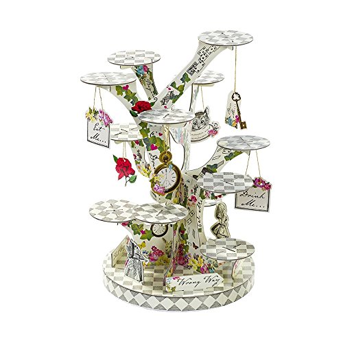 Talking Tables Alice in Wonderland Cake Stand, Beautiful Mother's Day Party Decorations Reusable Cakestand Table Centrepiece for Mad Hatter Afternoon Tea, Birthday, Baby Shower
