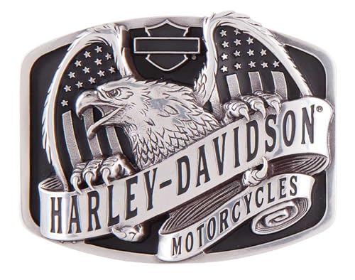 Harley-Davidson Men's Wings Over America Belt Buckle, Antique Silver HDMBU11402