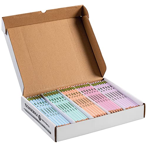 Ticonderoga Wood-Cased Pencils, Pre-Sharpened, 2 HB Soft, Pastel Colors, 150 Count