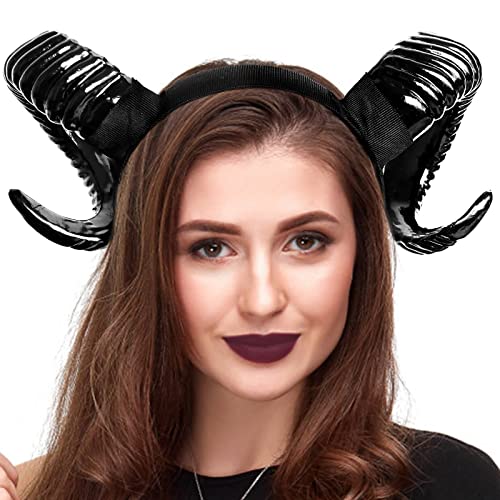 Stegosaurus Devil Horns Headband, Black Devil Horns Black Horns Maleficent Horns Headband for Halloween Costume Cosplay