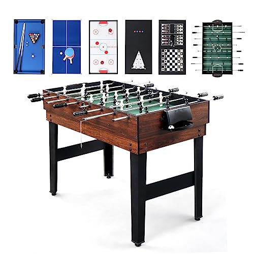 PEXMOR 10-in-1 Multi Game Table for Adults, Combo Game Table for Game Room, 48' Game Table Set for Family w/Hockey, Foosball, Pool, Ping Pong, Shuffleboard, Chess, Checkers, Bowling, Backgammon