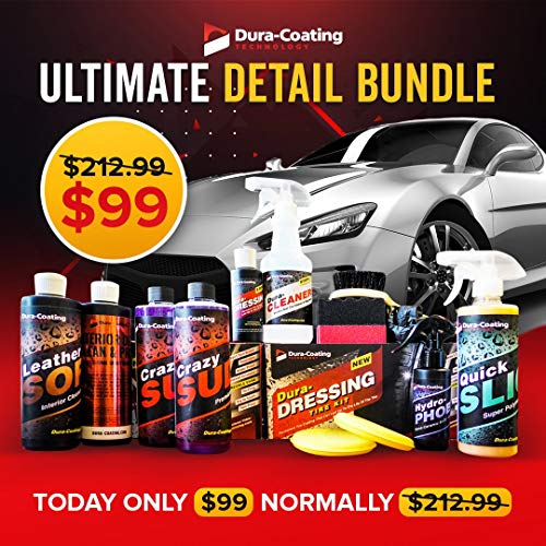 Dura-Coating Ultimate Car Detailing Kit – Includes a Dura-Dressing Single Vehicle Standard Car Detailing Kit and a Dura-Dressing Total Tire Kit for Vehicles - Car Cleaning Kit - Made in The USA