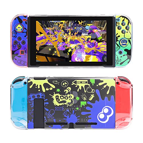 GLDRAM Case for Nintendo Switch, Case Cover for Splatoon 3 Compatible for Switch Console and Joy Con Controller, Dockable Hard PC Shell with 2 Thumb Caps, Game Accessories for Splatoon 3
