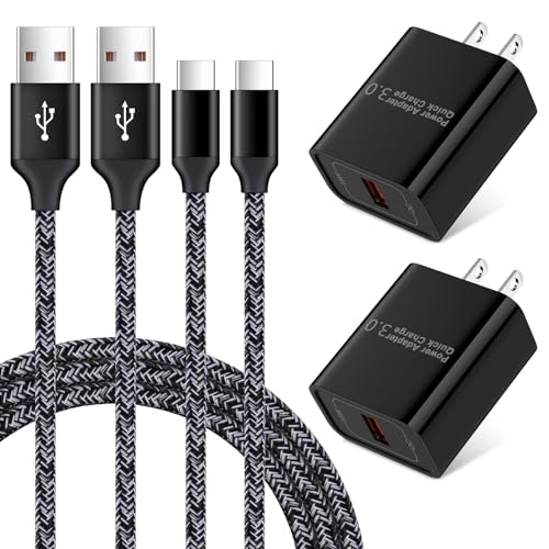 Type C Fast Charger for Moto G Pure/G Stylus 5G 2022/G 5G 2022/G Power 2024/G Play 2024/2023/2021/One 5G Ace/G Fast/G8/G7 Play/Z4,18W Quick Charge 3.0 Rapid Wall Charger Adapter+2PC 6ft USB C Cable