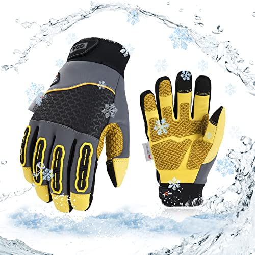 Vgo... 1Pair -20℃/-4°F COLDPROOF,Winter Safety Work Gloves,Water resistant & Windproof Gloves(Size XL,Gray,CA7724FLWP)