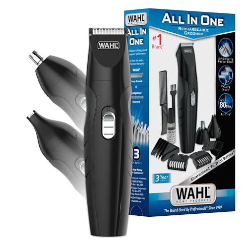 WAHL All-in-One Cordless Rechargeable Electric Ear/Nose, Detail, and Beard Trimmer for Men – Mustache, Ear & Nose Hair, and Light Detail Grooming - Model 9685-200