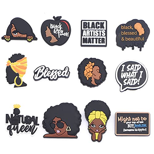 UNN Shoes Charms Black lives Matter Decoration for Kids Girls Adult Women Birthday Gifts Party Supplies BLM-SC038-Yellow-12pcs