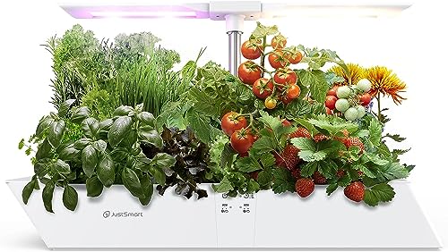 ACONEE 12 Pods Hydroponics Growing System Indoor Garden, Special Boat-Shaped Design White Herb Garden Kit with 24W 5 Color Full Spectrum LED Grow Light, Dual Street Light Boards with 3 Timing Modes