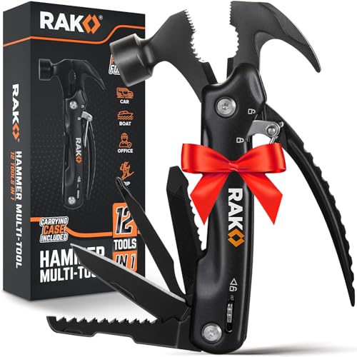 RAK Hammer Multitool Christmas Gifts for Men - Cool Unique Gifts For Men Who Have Everything - Compact DIY Survival Multi Tool - Backpacking & Camping Accessories - Stocking Stuffer Gifts