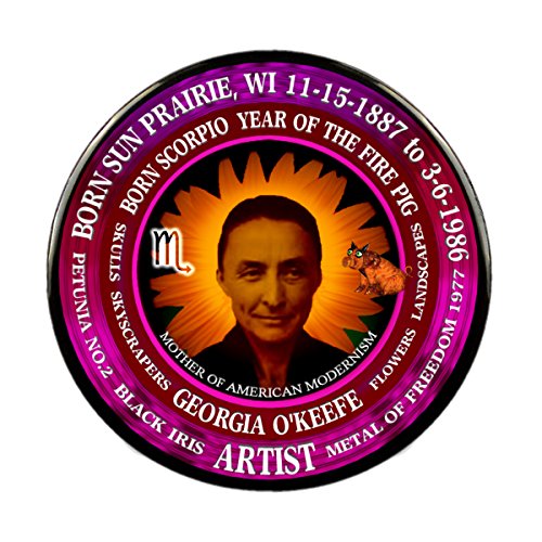 Georgia O'Keeffe Artist 3' Pin, Astrology Scorpio Zodiac Fire Pig