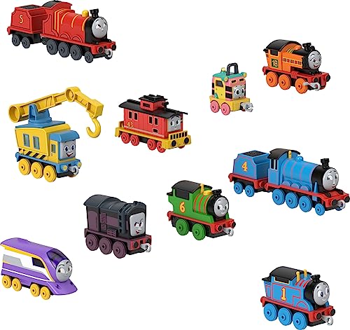 Thomas & Friends Diecast Toy Trains, The Track Team Engine Pack, 10 Push-Along Vehicles for Preschool Pretend Play Ages 3+ Years