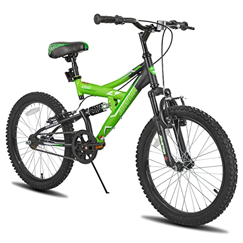 JOYSTAR Contender 20 Inch Kids Bike for Boys & Girls Ages 7-13 Years 20' Mountain Bike with Full Dual-Suspension Steel Frame and 1-Speed Drivetrain with Kickstand Green